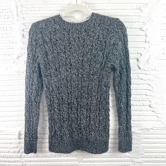 Lands' End Drifter Sweater Black Heather Cable Knit Crewneck Pullover XS - Picture 10 of 16